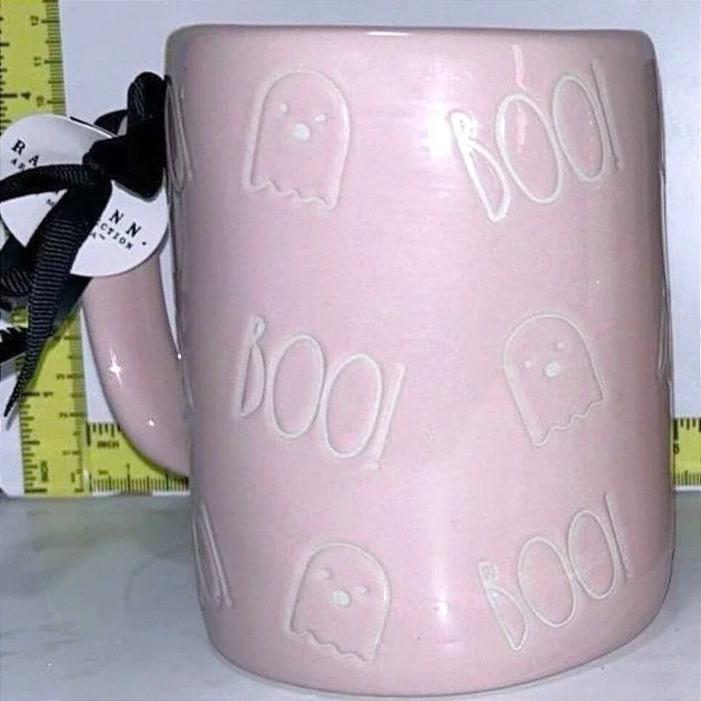 NWT Rae Dunn Halloween Large 20oz Coffee Mug‎ Pink Ghosts 
